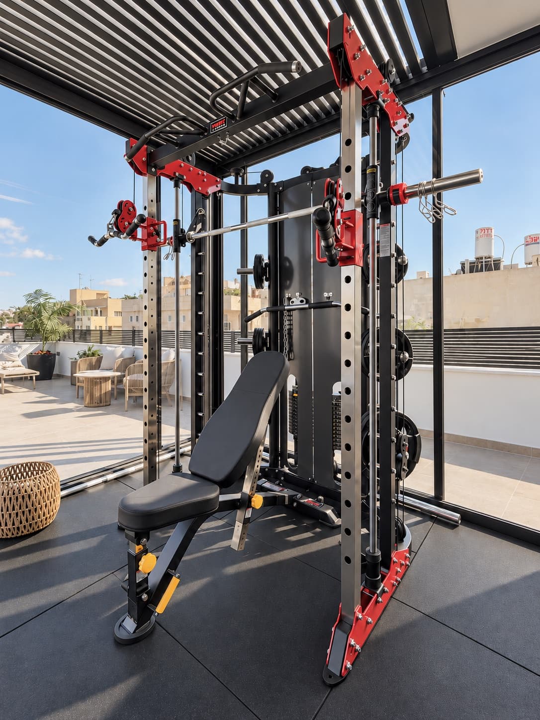 Rooftop gym at Hazetim House coliving, Ramat Gan