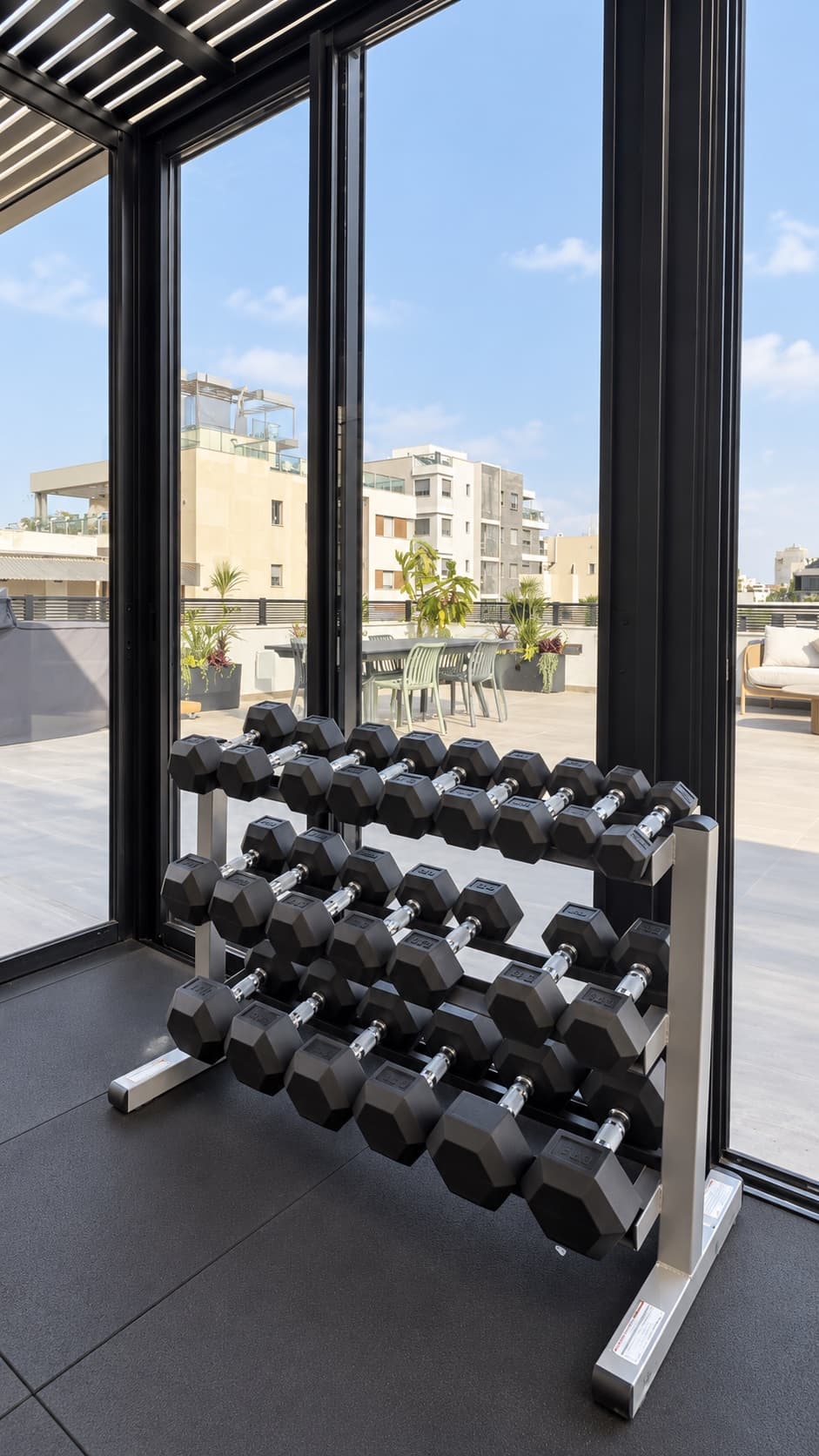 Rooftop gym at Hazetim House coliving, Ramat Gan