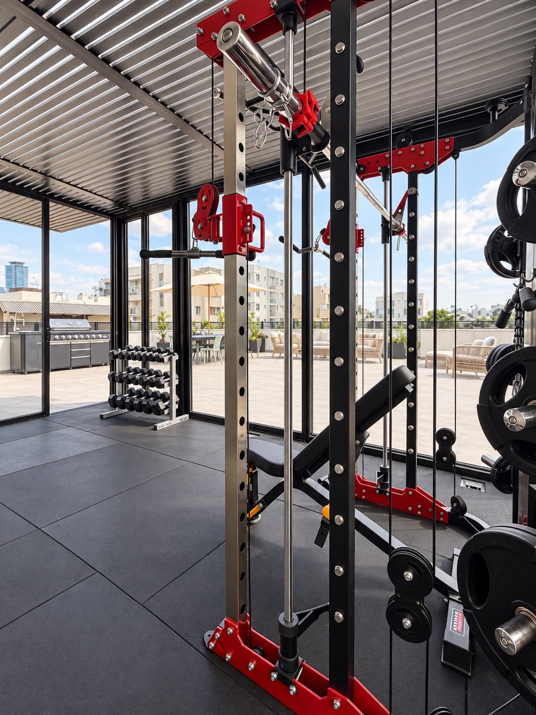 Rooftop gym at Hazetim House coliving, Ramat Gan